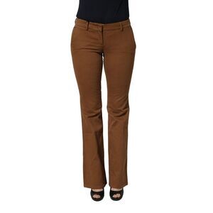 Siviglia Brown Low Waist Cotton Women Bootcut Trousers Women's Pants
